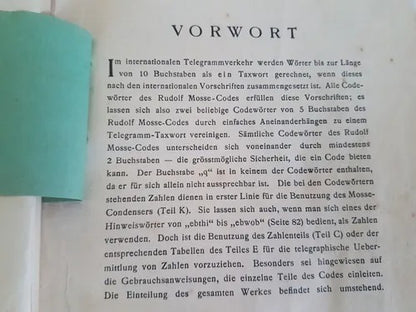 Antigo Livro Alemão 1922 Rudolf Mosse - Code Mosse Condenser