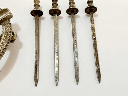 Mini Espada Antiga Palito Para Petiscos Cor Prata