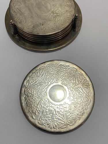 Antigo Porta Copos Em Metal Espessurado A Prata Com Seis Uni