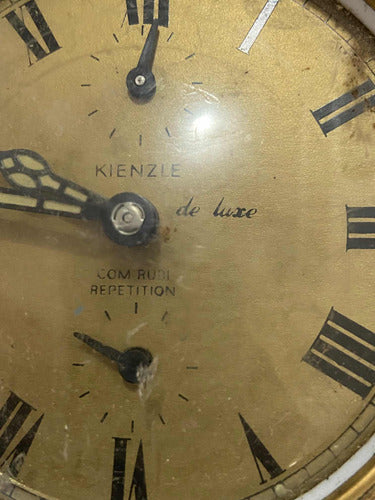 Relógio Despertador Antigo Kienzle Rubi Dourado E Verde