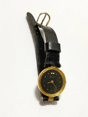 Relógio Antigo Tencio Japan Quartz Dourado E Preto