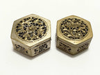 Antiga Caixa Porta Joias Hexagonal Com Desenho Flores Prata