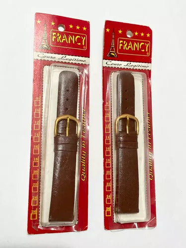 Antiga Pulseira Couro Marrom Francy Para Relógio Antigo