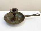 Castiçal Porta Vela Antigo Palmatória Em Bronze