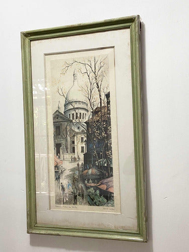 Quadro Antigo Gravura Paris Place Du Tertre - Ortiz Alfau