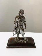 Escultura Antiga Gaucho Laçador Cor Prata