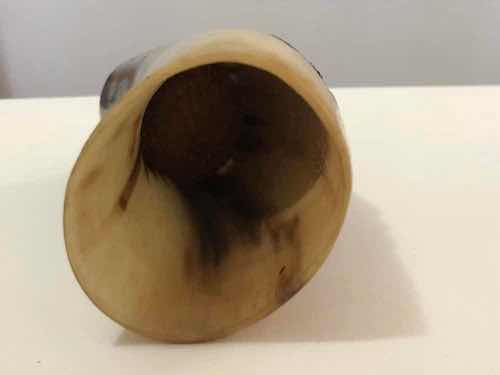 Copo Chifre De Boi Com Desenho Peão Cowboy Antigo