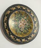 Prato Decorativo Em Cerâmica Pintura Flores Assinado Antigo