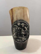 Copo Chifre De Boi Com Desenho Peão Cowboy Antigo