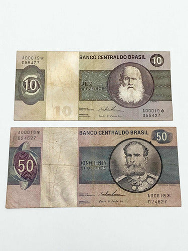 Cédulas Antigas Brasil 50 E 100 Cruzeiros Com Asterisco