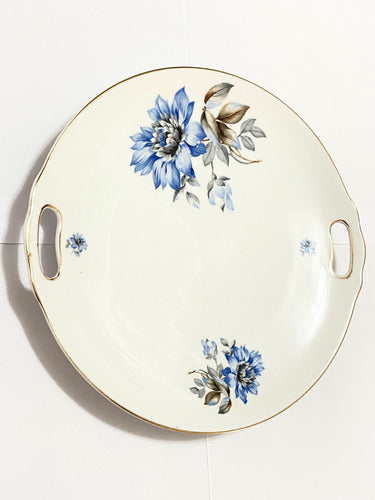 Prato Porcelana Maua Para Bolo Com Pintura Flores Antigo