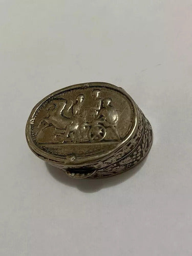 Antiga Caixa De Prata Porta Comprimidos Joias Com Desenhos