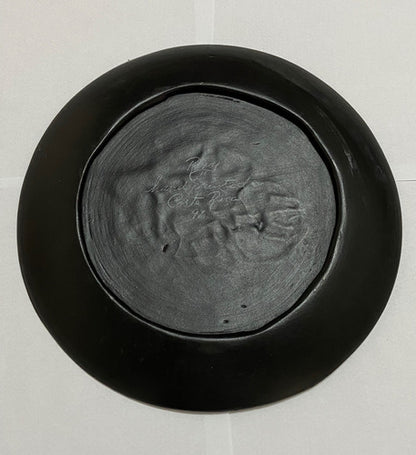 Prato Decorativo Em Cerâmica Pintura Flores Assinado Antigo