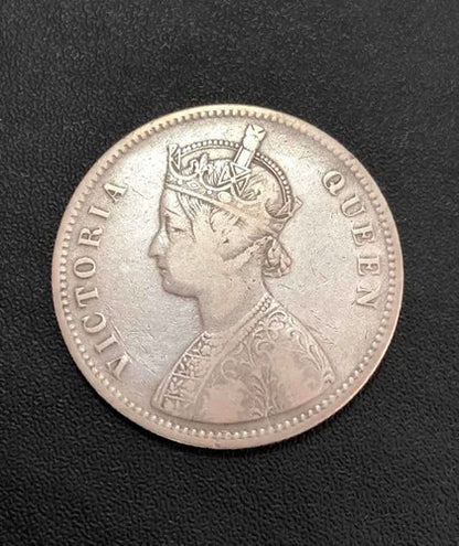 Antiga Moeda De Prata 1875 India 1 Rupia