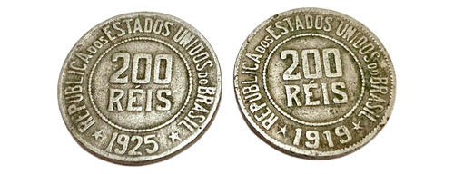 Antigas Moedas 200 Réis 1919 - 1925