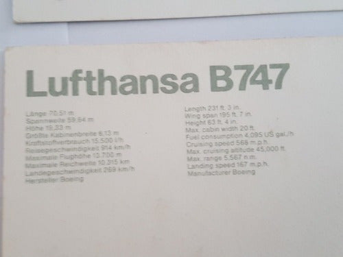 Cartões Postais Antigos Lufthansa Aviões A300 B727 Dc10 B747
