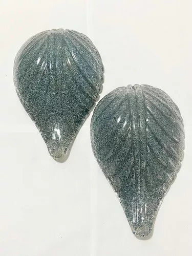 Pétalas De Cúpula Murano Azul Lustre (par) Antiga