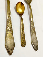 Antiga Colher E Garfo Dourados Old English Silver Plated