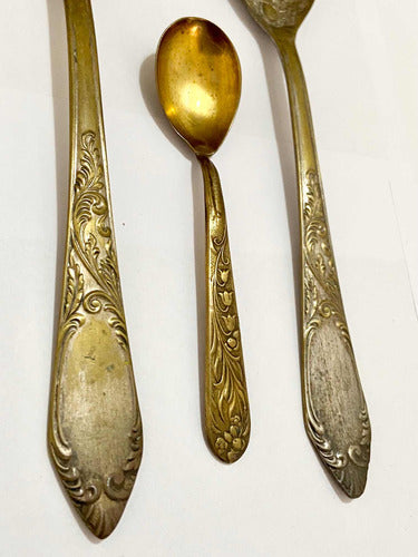 Antiga Colher E Garfo Dourados Old English Silver Plated