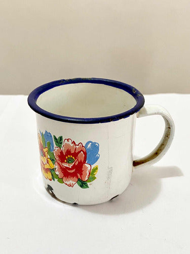 Caneca Esmaltada Antiga Pintura Floral - Harvest China