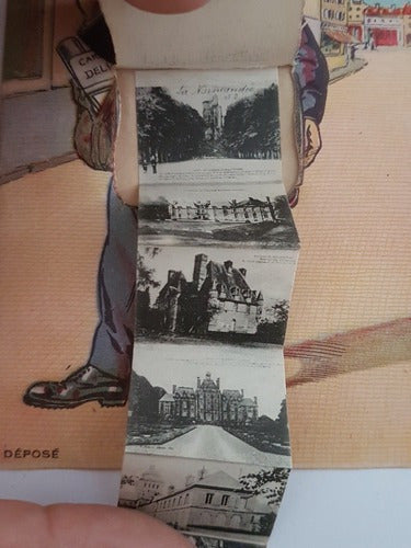 Cartão Postal Antigo Com Mini Fotos Antigas França
