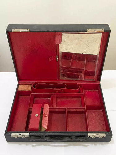 Mala De Mão Maleta Antiga De Acessórios Com Espelho