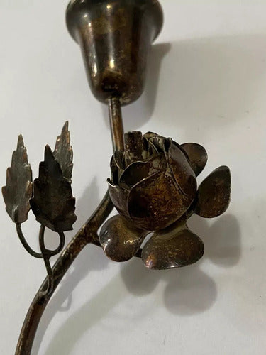 Sino Escultura Flor Rosa Espessurada A Prata Antiga