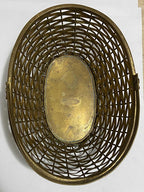 Antiga Cesta De Metal Com Alça Cor Dourada