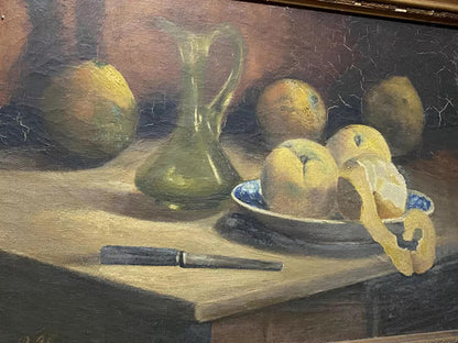 Quadro Antigo Pintura Oleo Assinado Natureza Morta Frutas