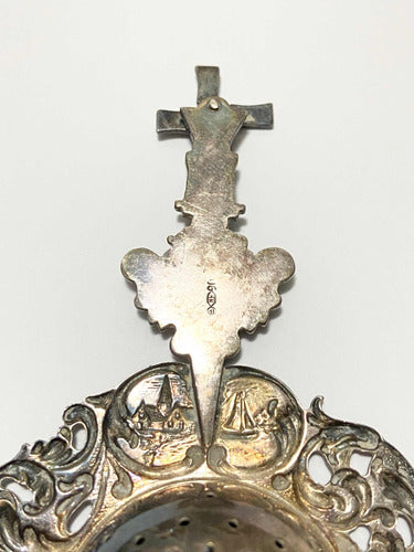 infusor de chá antigo moinho europeu holandês prata c/ marca