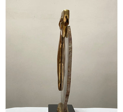 Escultura Coruja Dourada Pedra Agata