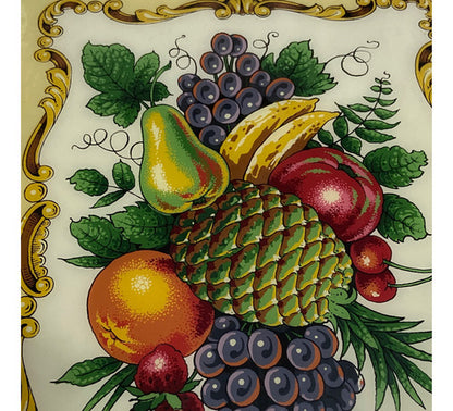 Bandeja Antiga Vidro Estrutura De Metal Anos 50 Tema Frutas