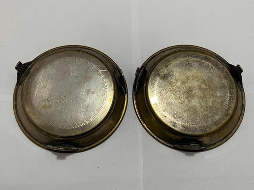 Mini Bandejas Antigas Em Metal Dourado Detalhes Ornamentais