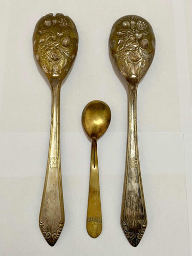 Antiga Colher E Garfo Dourados Old English Silver Plated
