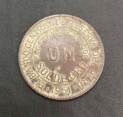 Antiga Moeda Peru 1951 Un 1 Sol De Oro