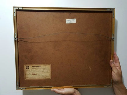 Antigo Quadro Gravura Assinado M Quito - Arte Antiguidade