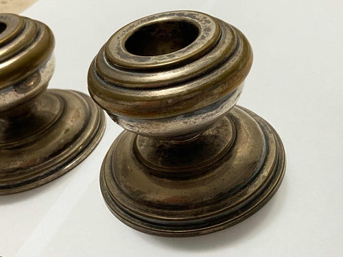 Antigo Porta Velas Castiçal Par Cor Prata Cor Prata