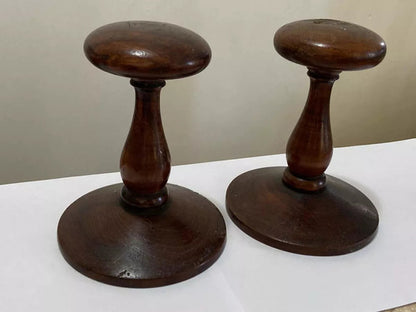 Antigo Suporte De Chapéu Em Madeira Nobre