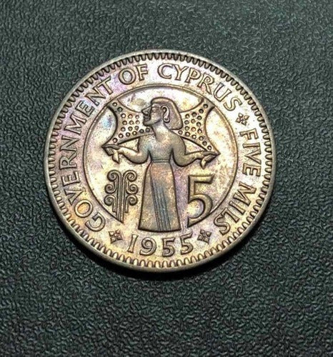 Moeda Antiga 1955 Chipre 5 Mils