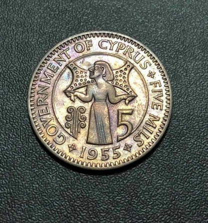 Moeda Antiga 1955 Chipre 5 Mils
