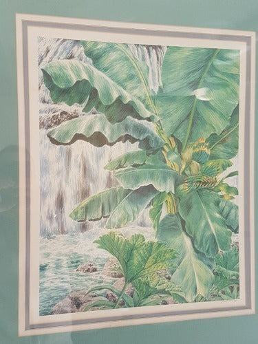 Antigo Quadro De Vidro Natureza Cachoeira Bassett Fine Arte