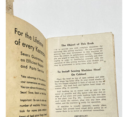 Manual Máquina De Costura Antiga Kenmore