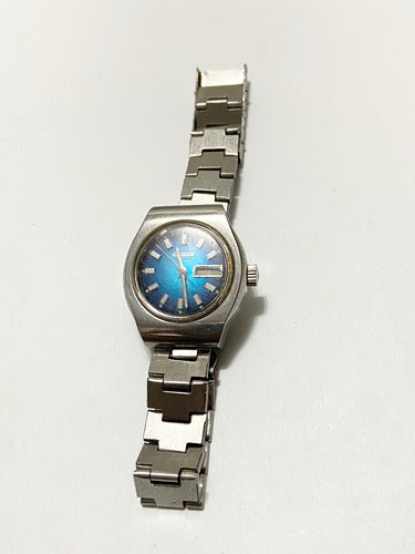 Relógio Antigo Citizen 21 Jewels Prata E Azul