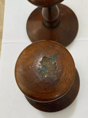 Antigo Suporte De Chapéu Em Madeira Nobre