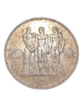 Antiga Moeda De Prata Checoslovaquia 1934 20 Korun