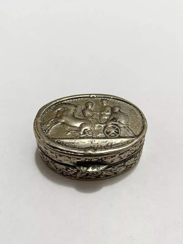 Antiga Caixa De Prata Porta Comprimidos Joias Com Desenhos