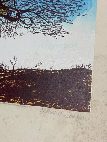 Quadro Gravura Antiga Arvore Assinada Claudio Dantas
