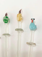 Misturador De Bebida Cristal Muranos Pássaro Fruta Antigo