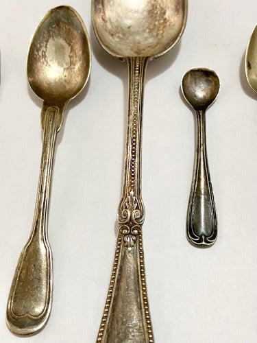 Antigas Colheres E Garfo Com Marca Wt & S - Wb Cor Prata