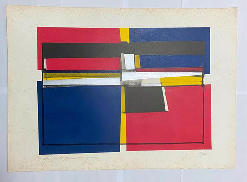 Quadro Gravura Antiga Silvio Oppenheim 93 Geométrica